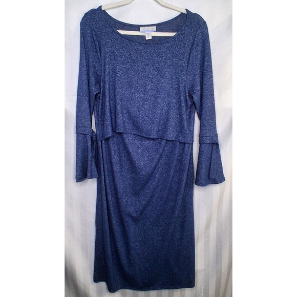 Motherhood Maternity Nursing Dress Heathered Blue Size L - Picture 1 of 14